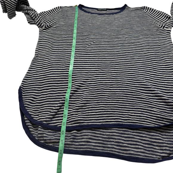 EILEEN FISHER Linen Blend Long Sleeve Top Size Large Womens Blue Tan Stripe - Picture 7 of 9